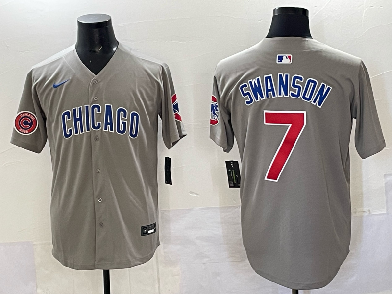 Men Chicago Cubs #7 Swanson grey Nike MLB 2025 jersey 008->chicago cubs->MLB Jersey